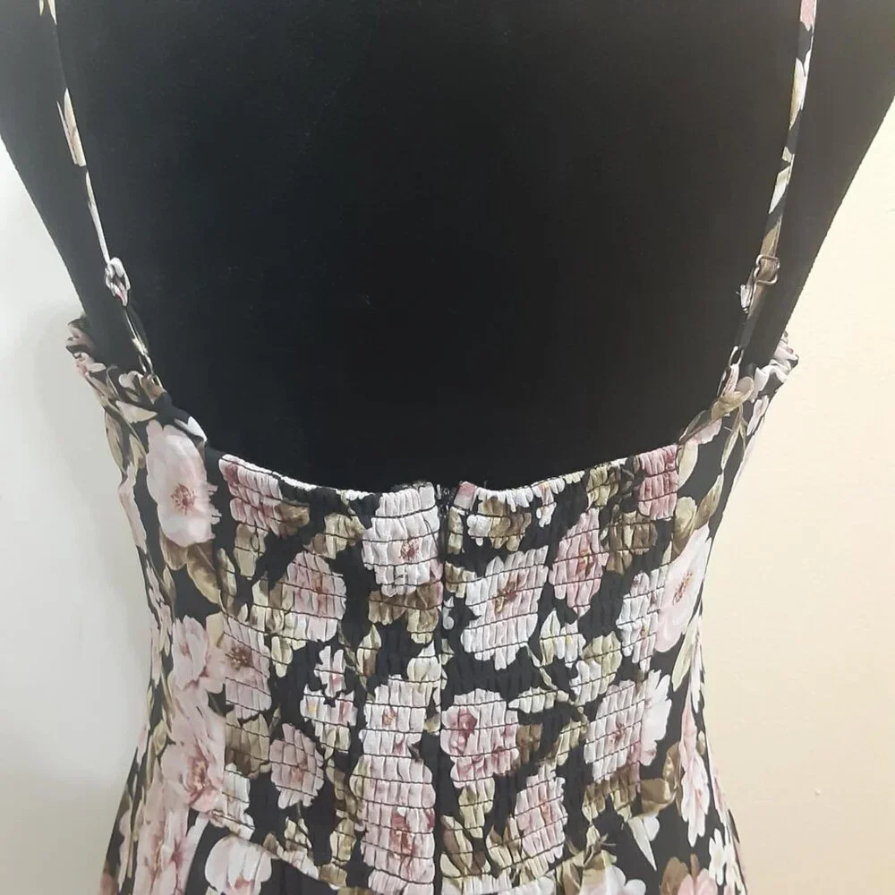 Altar'D State Size Large Chaya Floral Ruffle Spaghetti Strap Smocked Midi Dress - Picture 8 of 16